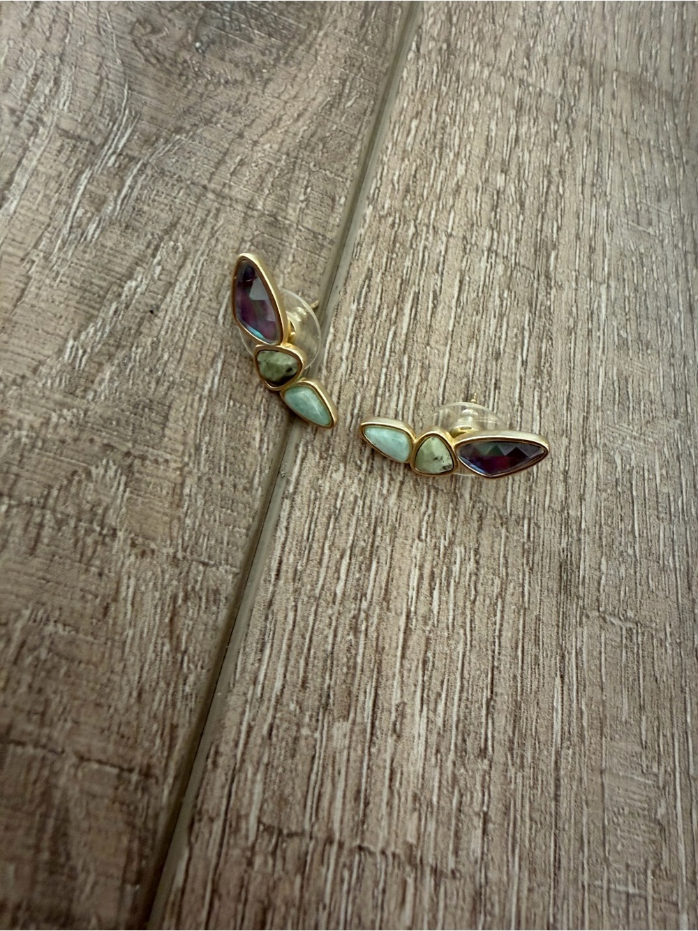 Kate Spade Gold Multi-Stone Stud Earrings - Purple and Mint